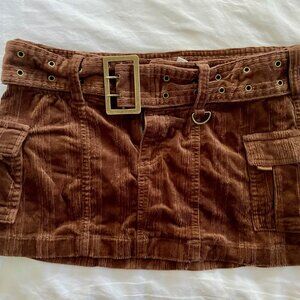 UO Joan Corduroy Belted Mini Skirt